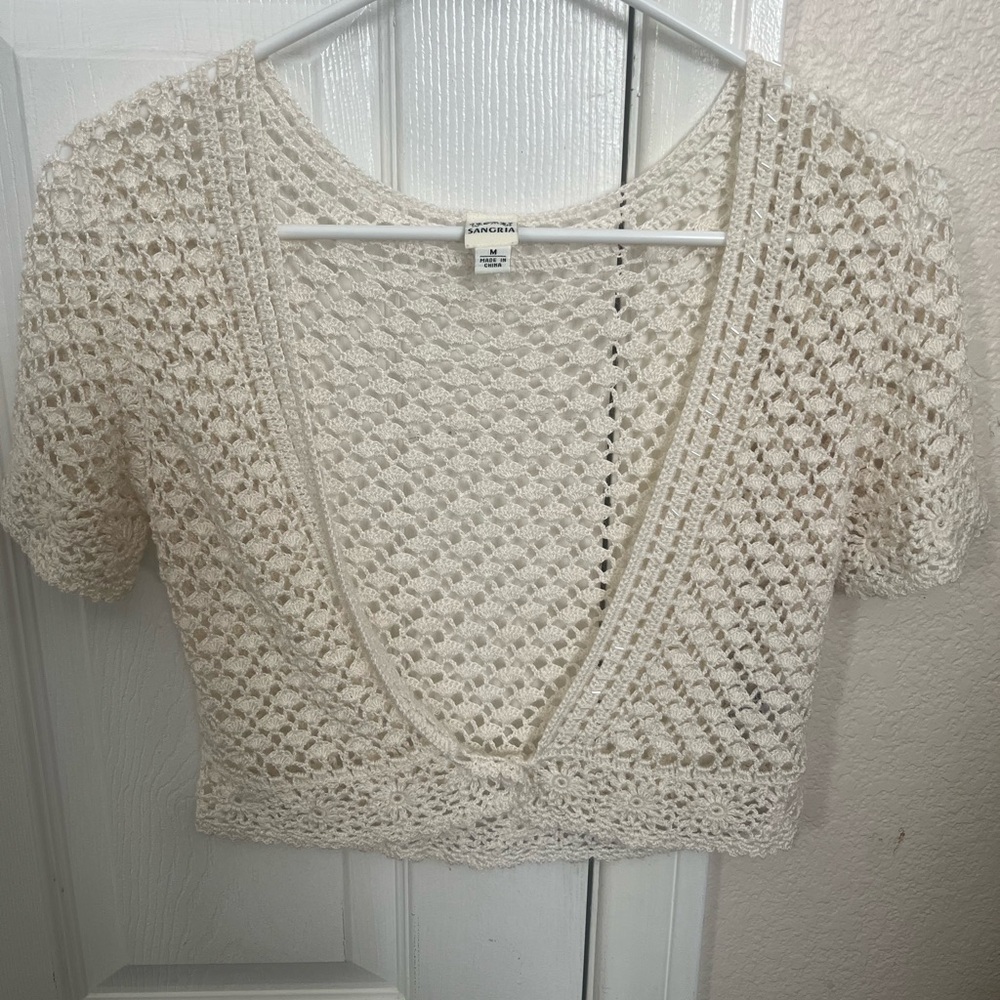 Gorgeous Vintage Sangria Crochet Beaded Top Size M